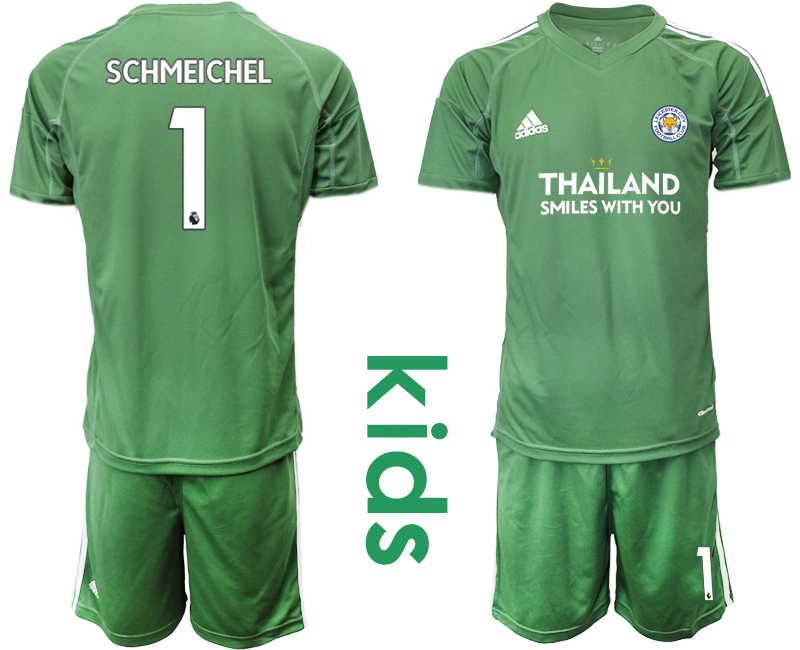 Youth 2020-2021 club Leicester City green goalkeeper #1 Soccer Jerseys1